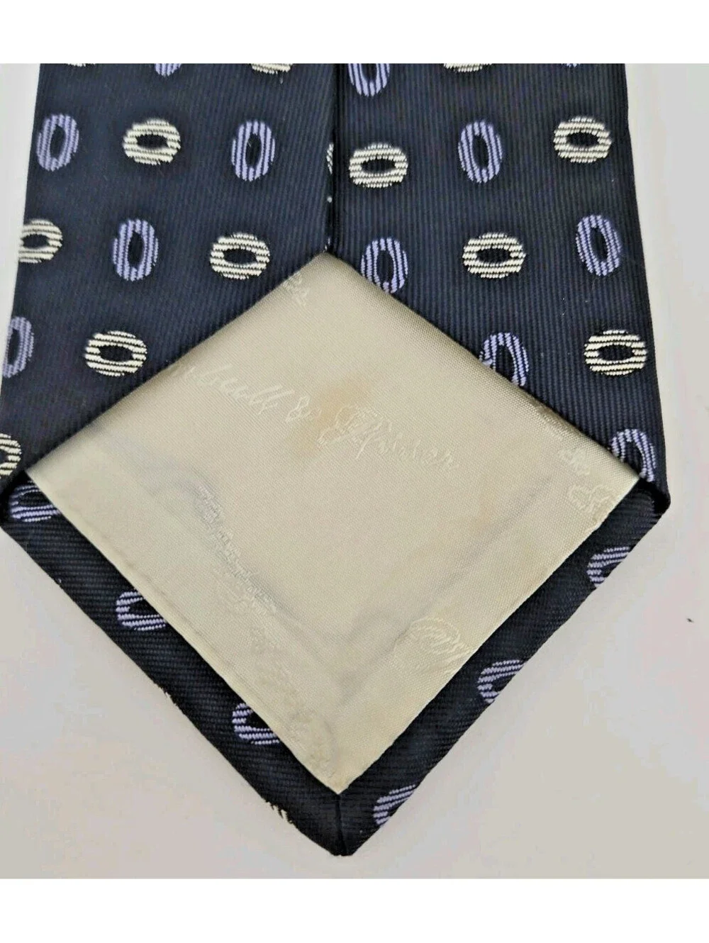 Turnbull & Asser Silk Necktie London Designer Ovals Black Classic Formal